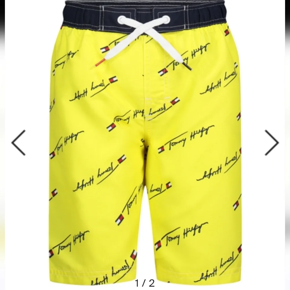 Tommy Hilfiger Big Boys Logo Script Swim Trunks Sunrise Yellow Size L
